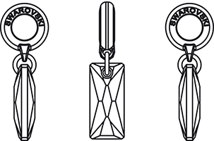 Swarovski BeCharmed & Pavé Beads - 87 007 - BeCharmed Crystal Queen Baguette Charm - Line Drawing